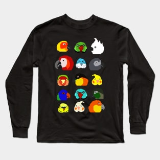 8bit parrots pattern Long Sleeve T-Shirt